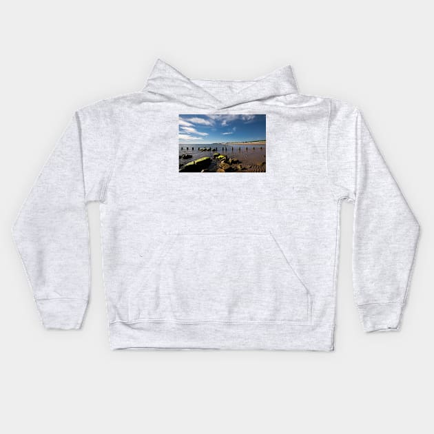 The beach at Whitley Bay in June Kids Hoodie by Violaman